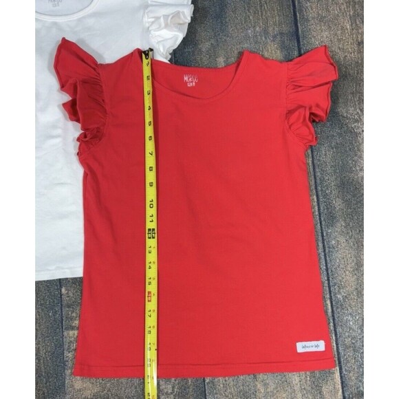 Merce & Me Girls Size 14 Bundle Of Flutter Sleeve Tees! Red, White! PLAY! - Picture 6 of 16